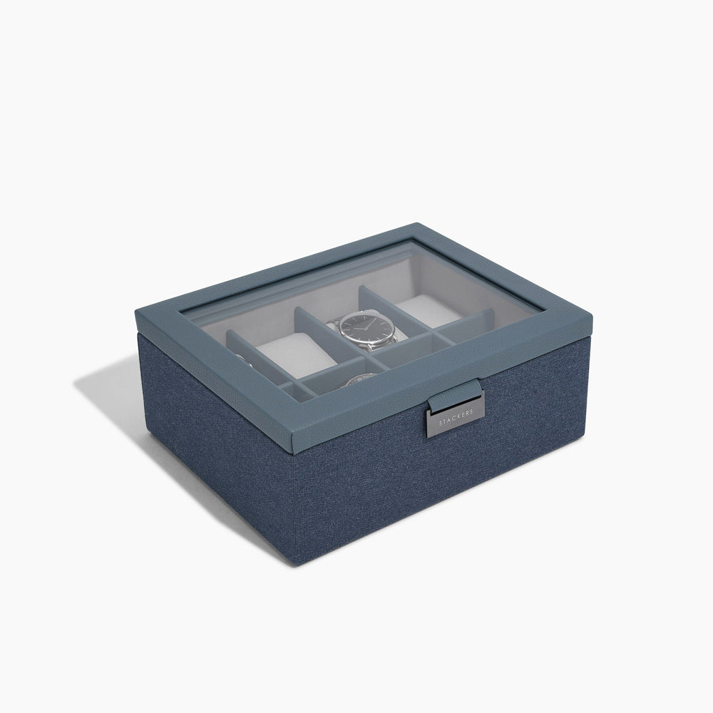 Canvas 8-Piece Watch Box with Acrylic Lid - Blue