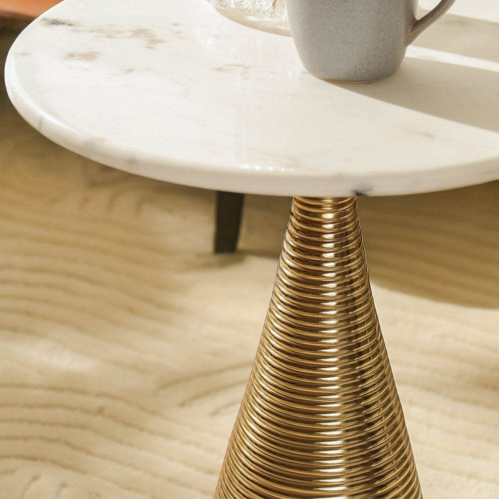 Canyon Marble Tulip Side Table - White Gold