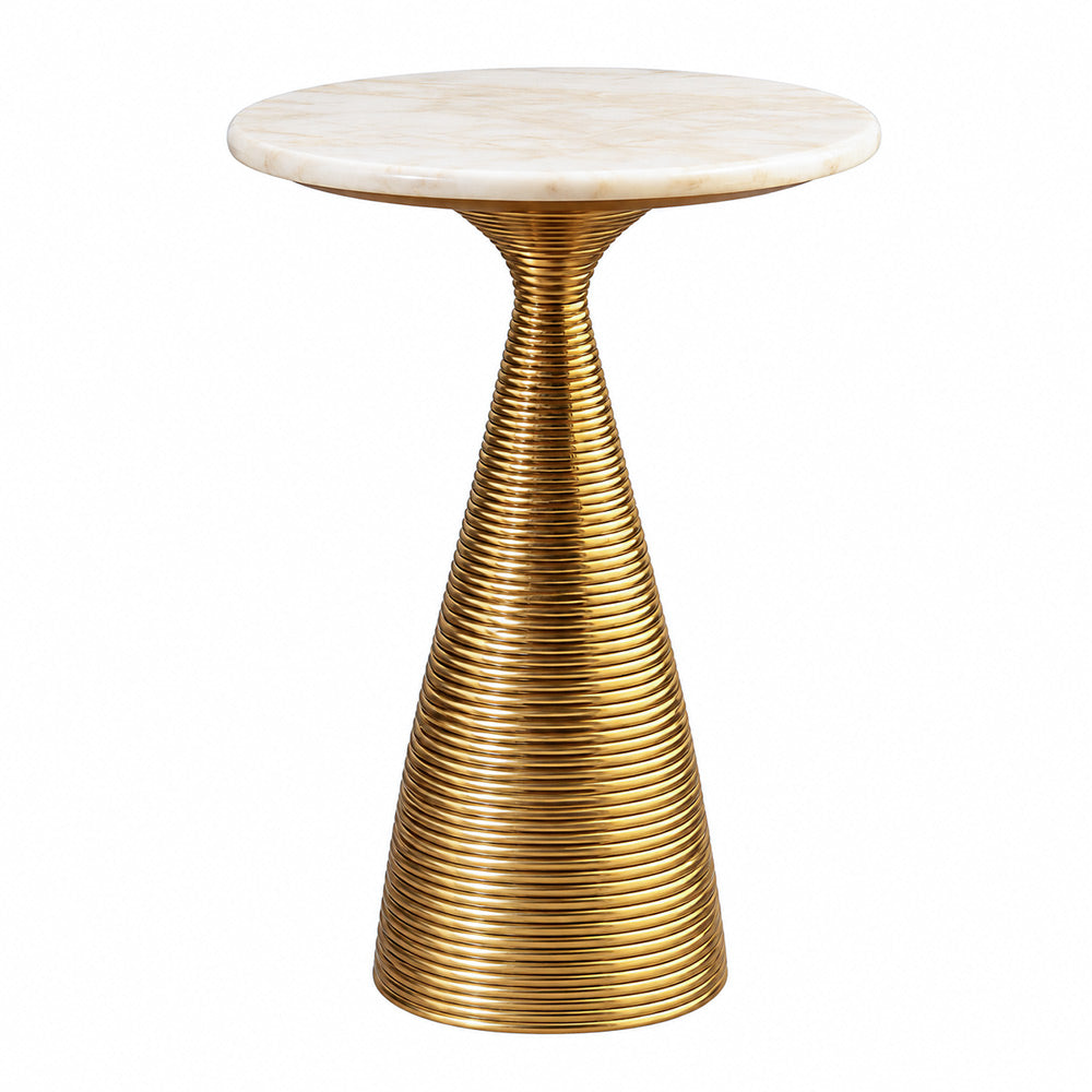 Canyon Marble Tulip Side Table - White Gold