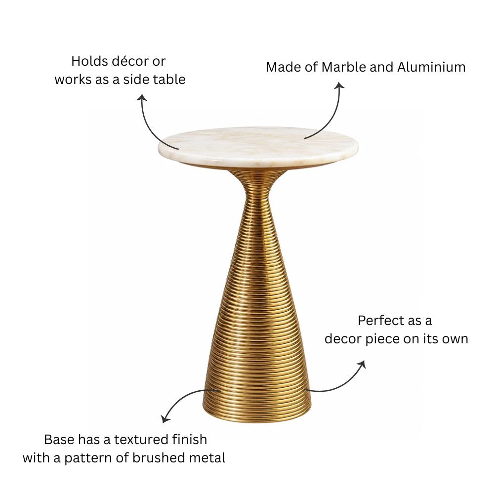 Canyon Marble Tulip Side Table - White Gold