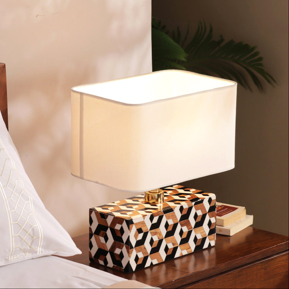 Cara Geometric Resin Table Lamp Medium - Earthy