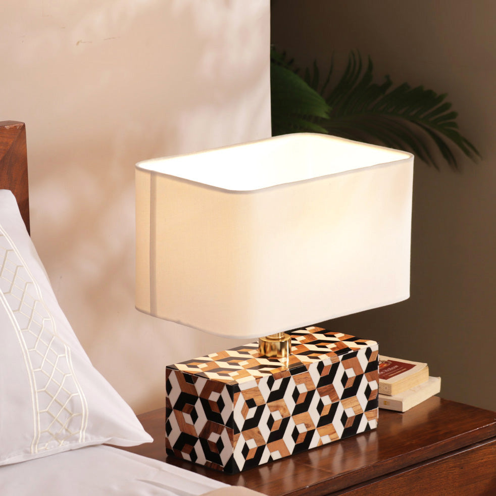 Cara Geometric Resin Table Lamp Medium - Earthy