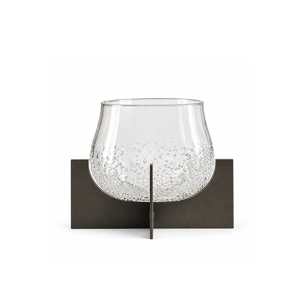 Carbo Glass Hurricane with Iron Stand - Clear Gunmetal
