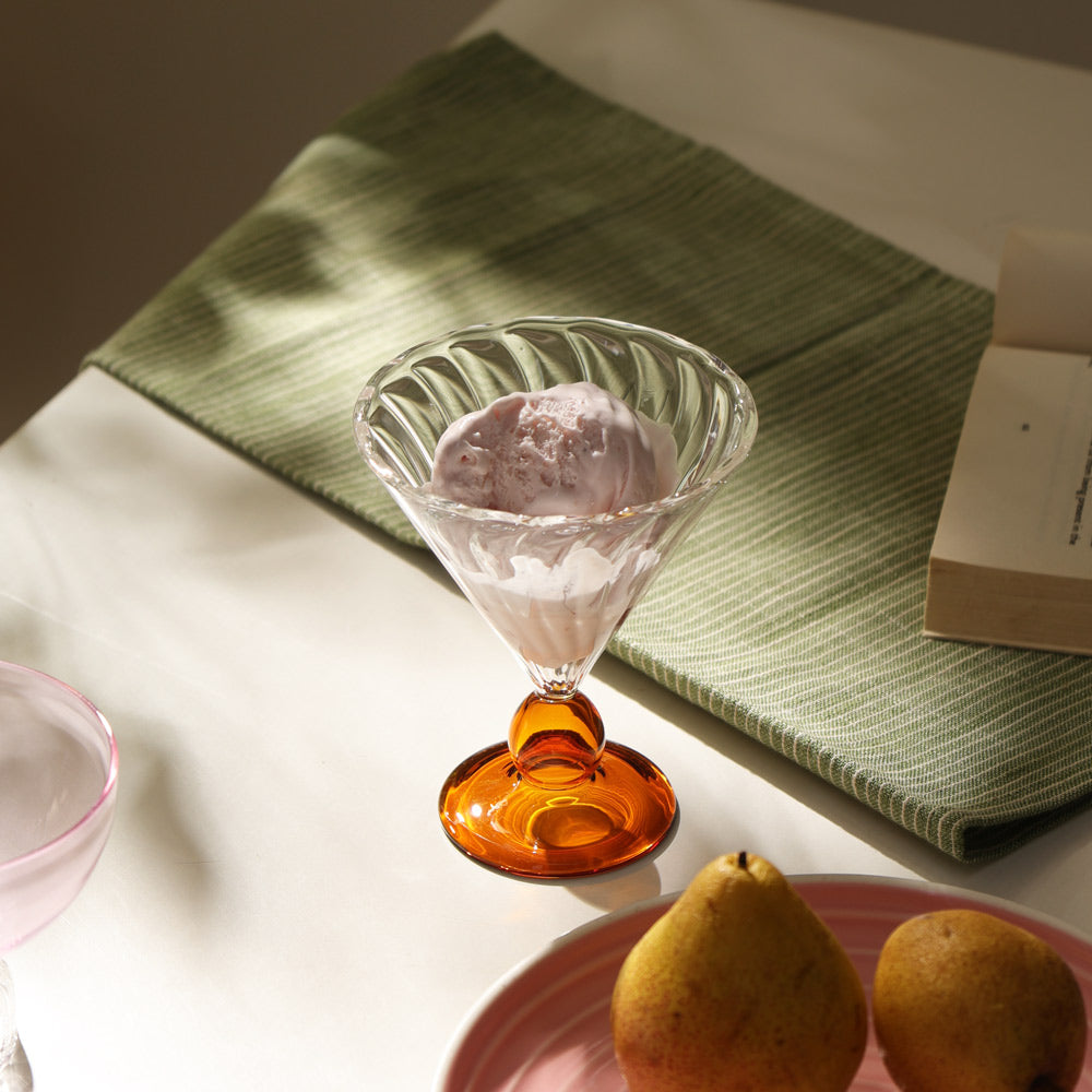 Carina Glass Dessert Cups, Set of 2 - Amber