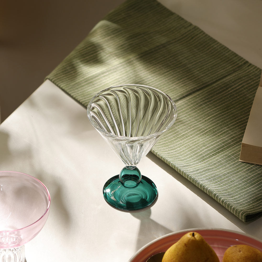 Carina Glass Dessert Cups, Set of 2 - Teal
