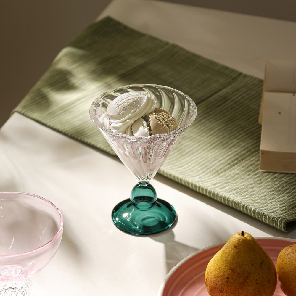 Carina Glass Dessert Cups, Set of 2 - Teal
