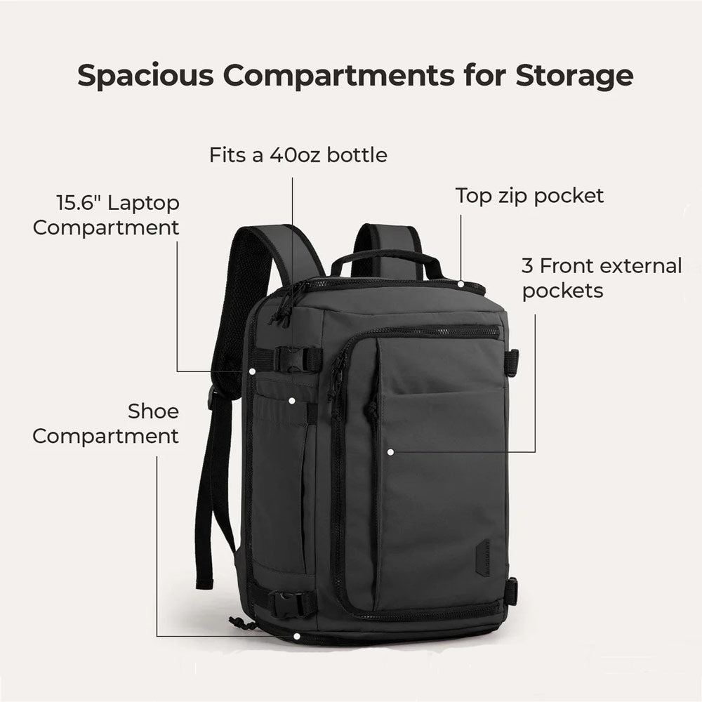 Carry-On Expandable Travel Backpack 38L - Black