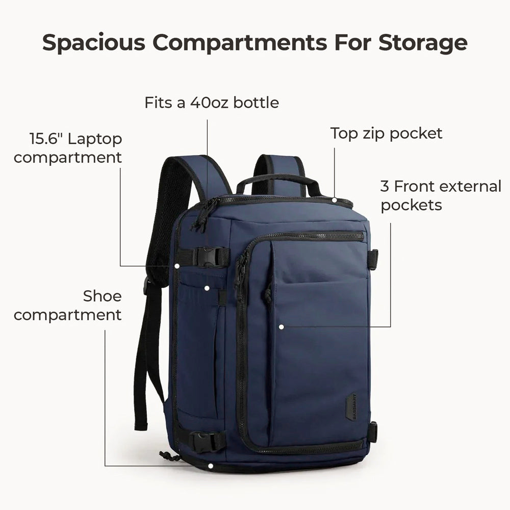 Carry-On Expandable Travel Backpack 38L - Navy Blue