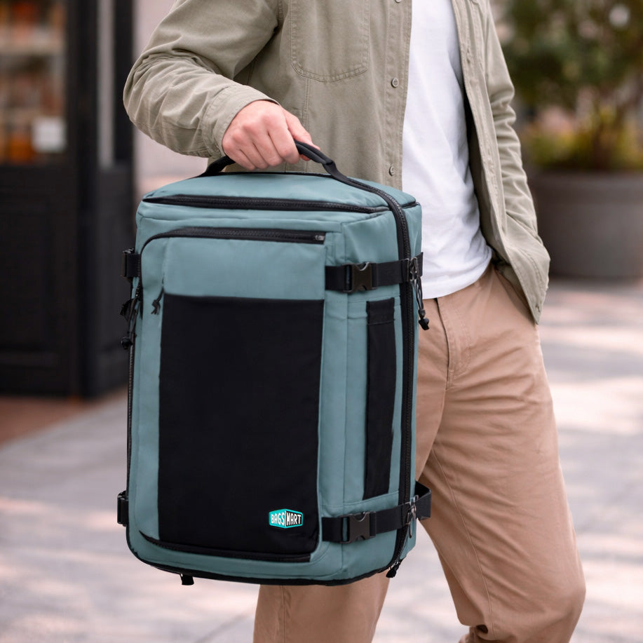 Carry-On Mesh Expandable Backpack 38L - Arona Blue