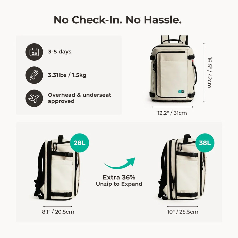 Carry-On Expandable Backpack Pro 38L - Oyster Beige