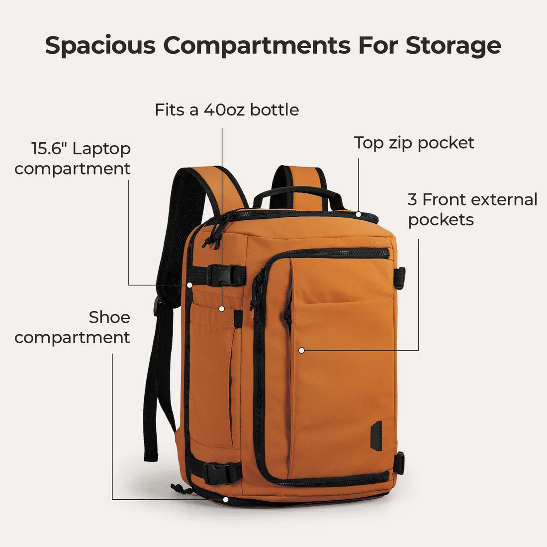 Carry-On Travel Backpack 28L - Orange