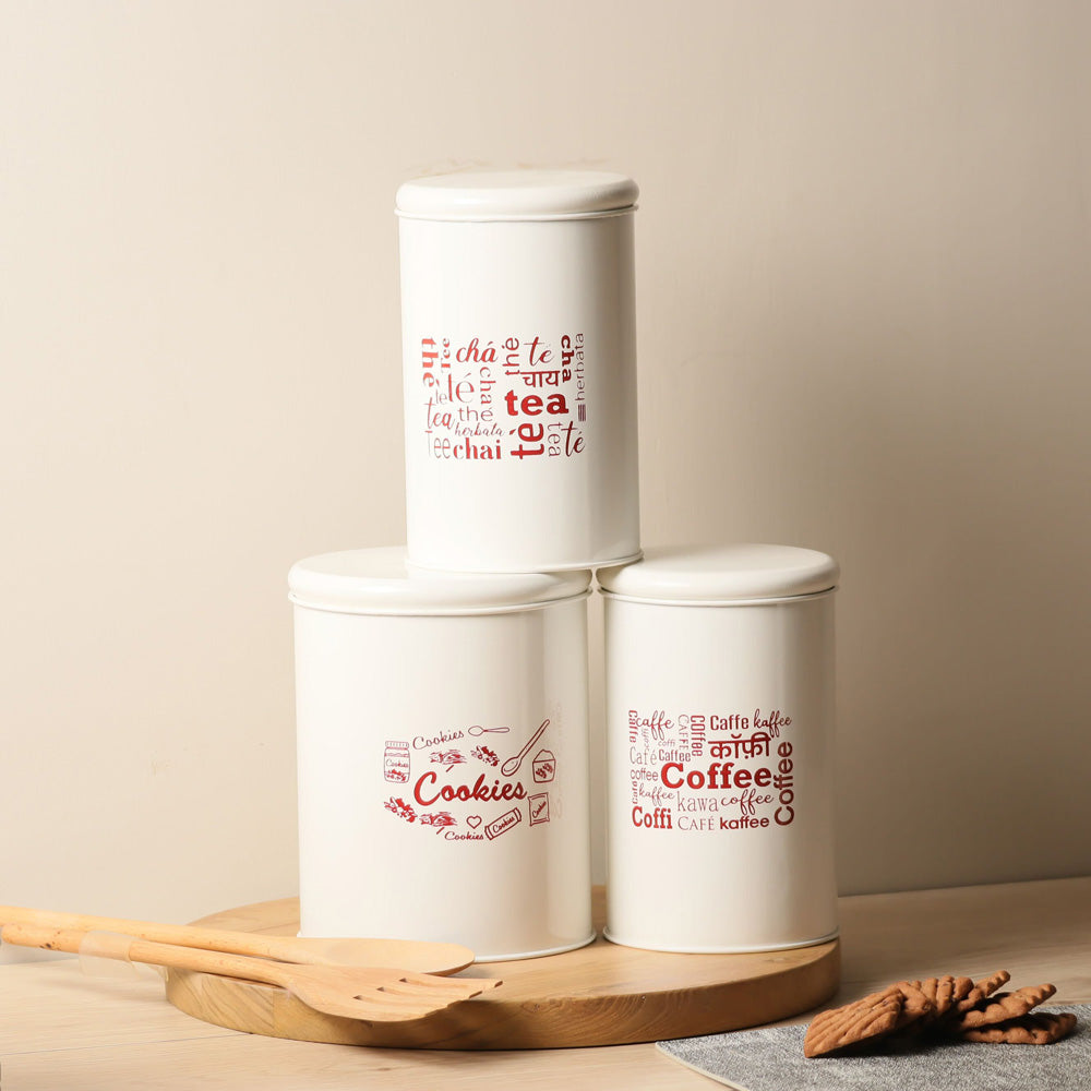 Casa Metal Tea Storage Jar - White