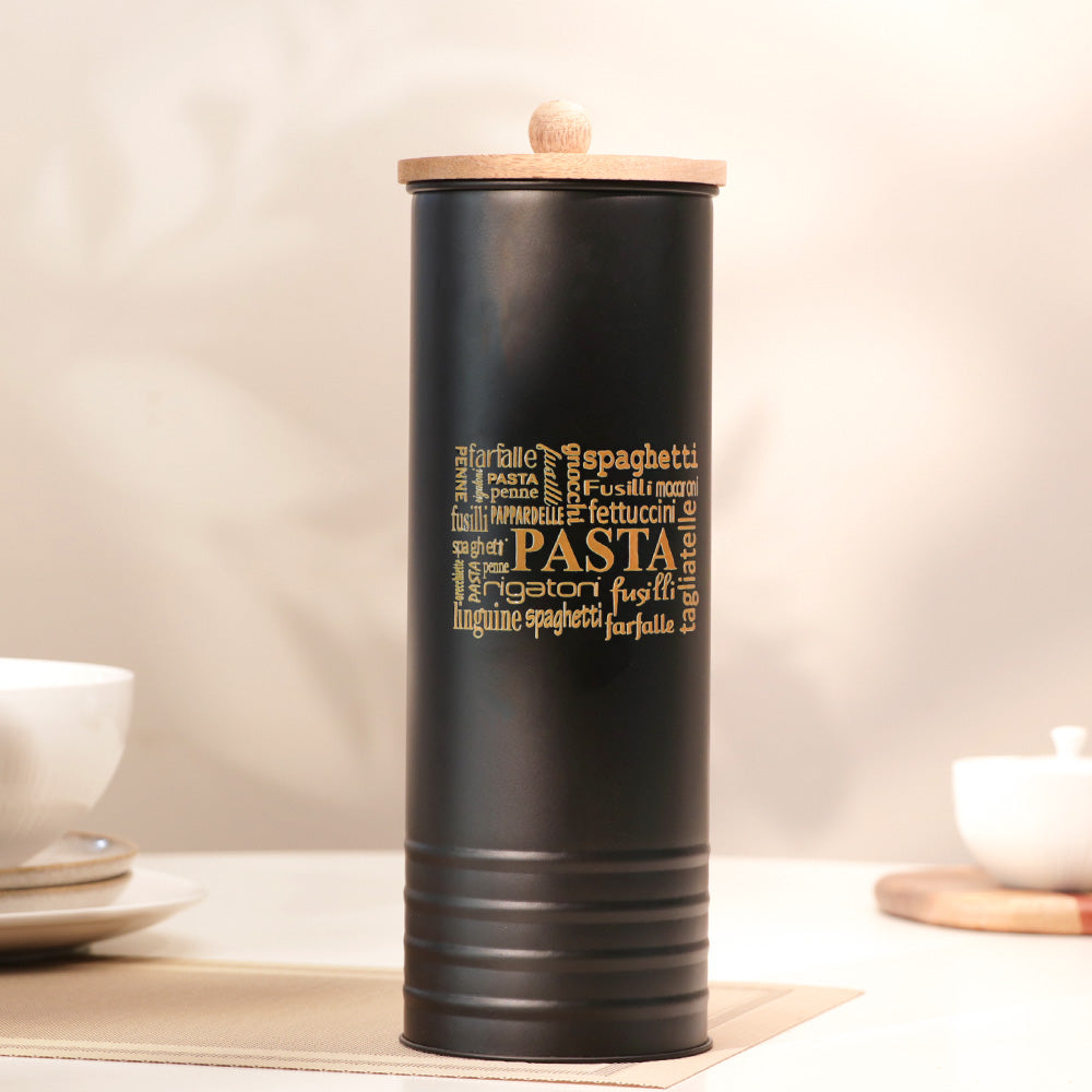 Casa Metal Pasta Storage Jar - Black