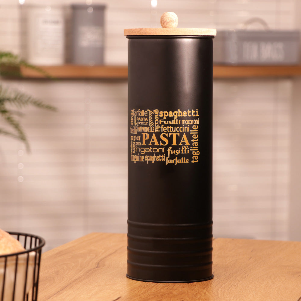 Casa Metal Pasta Storage Jar - Black