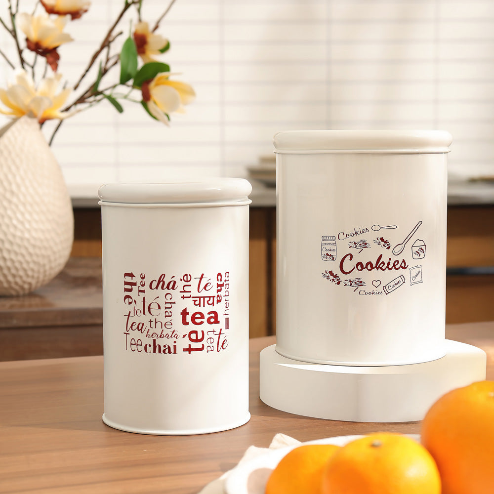 Casa Metal Tea Storage Jar - White