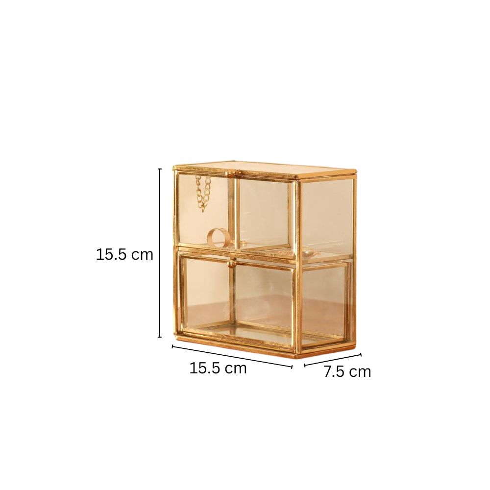 Blanc Two-Tier Organiser with Drawers - Gold