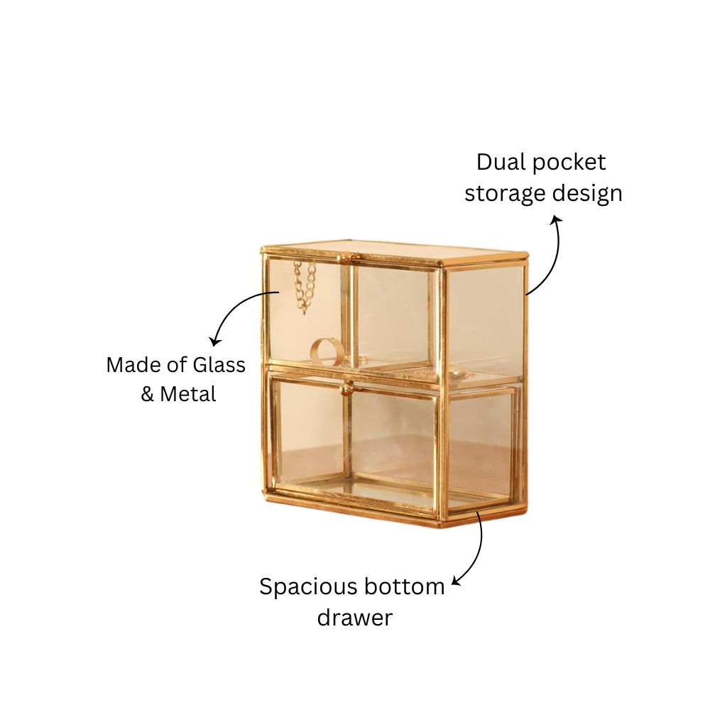 Blanc Two-Tier Organiser with Drawers - Gold