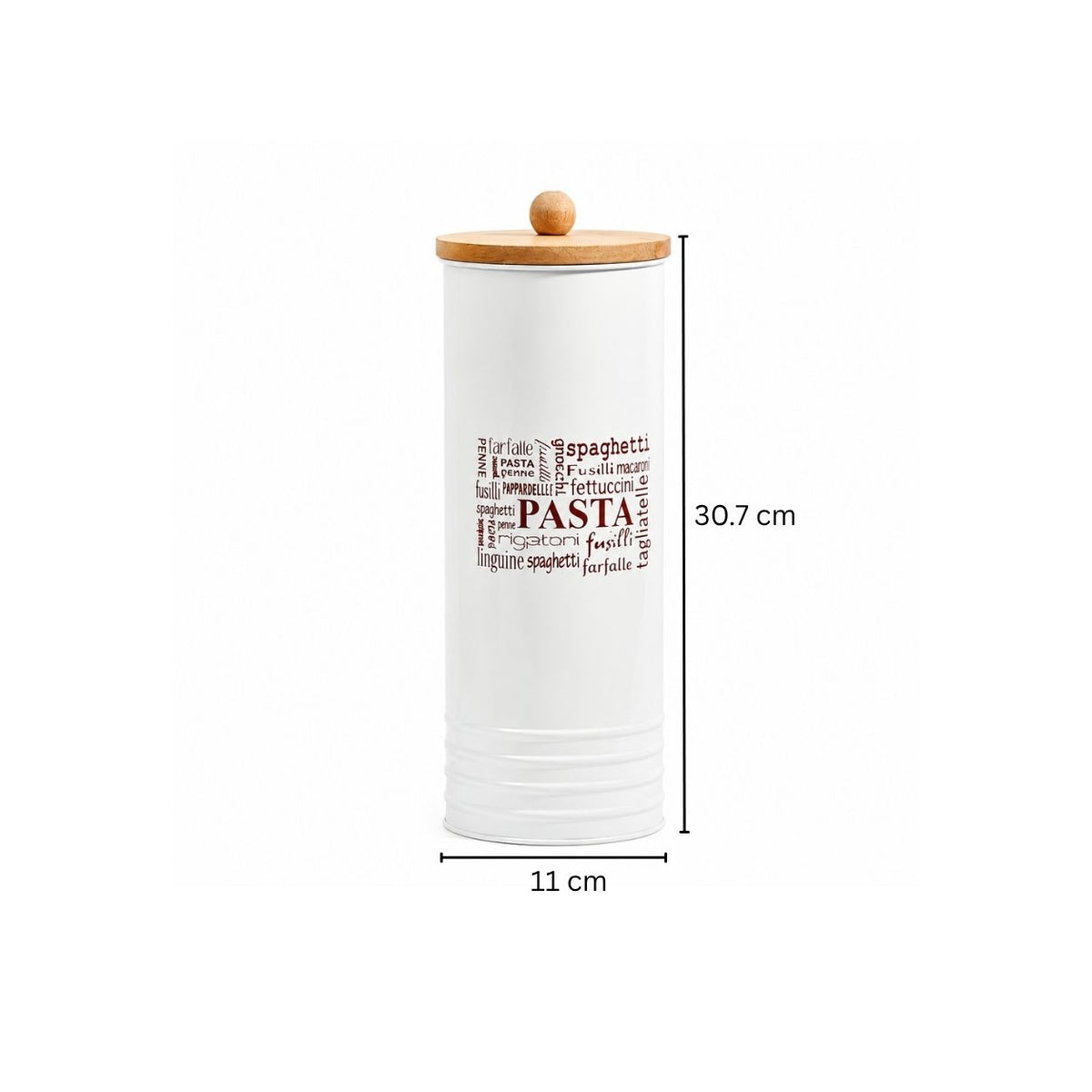 Casa Metal Pasta Storage Jar - White
