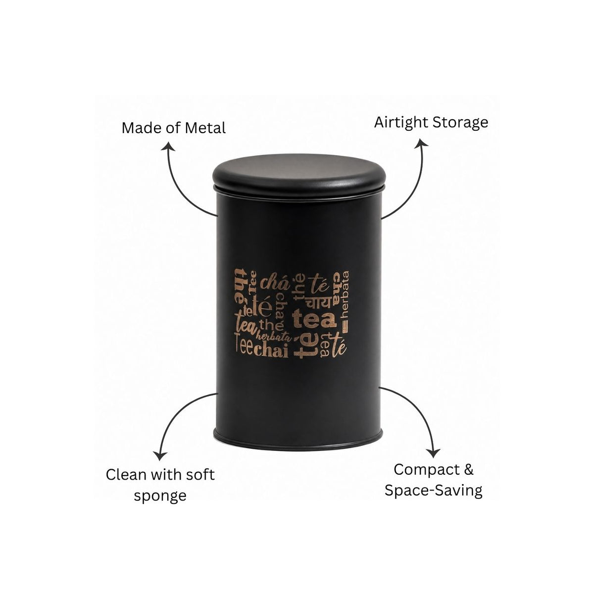 Casa Metal Tea Storage Jar - Black
