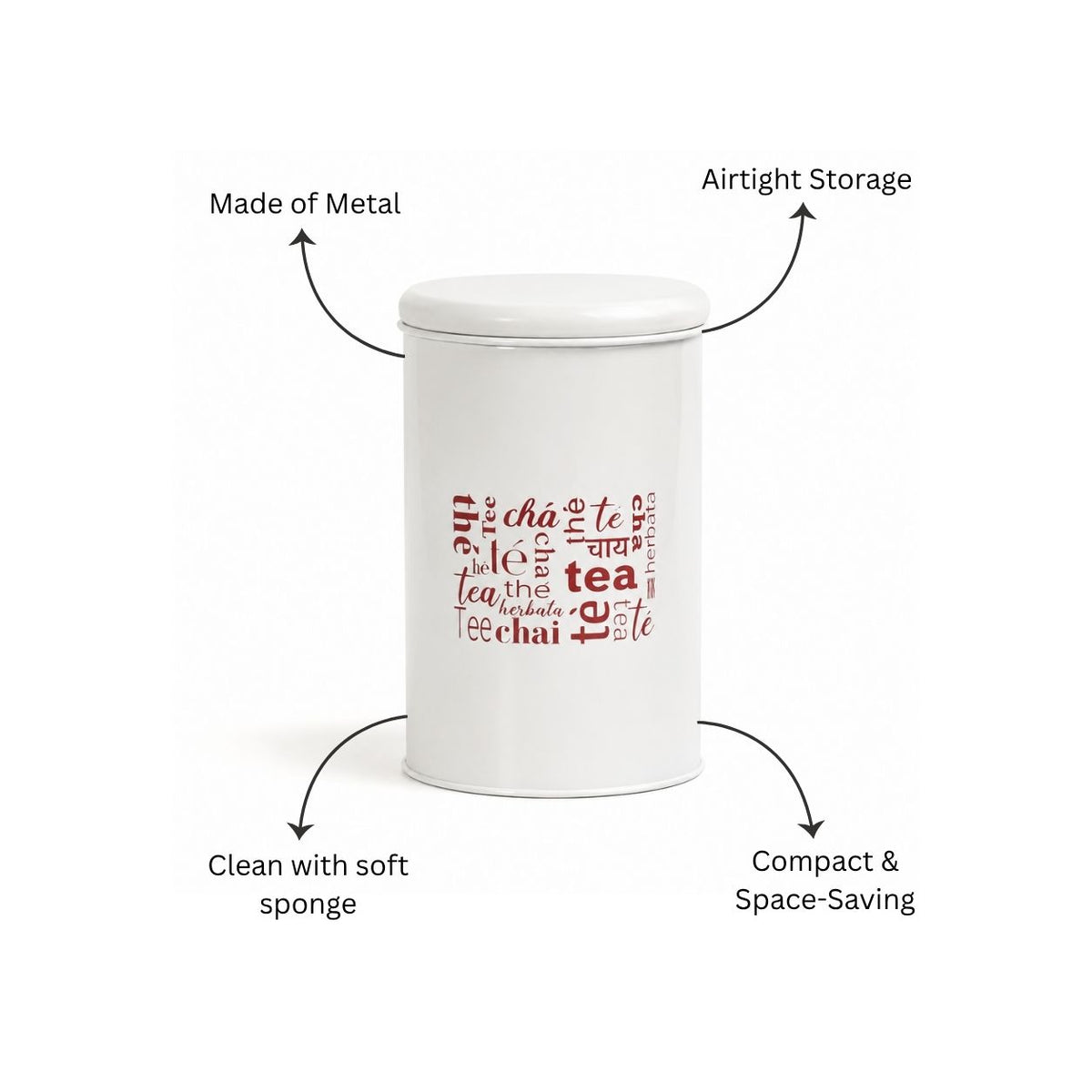 Casa Metal Tea Storage Jar - White
