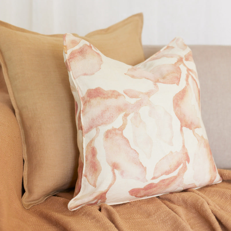 Cascade Linen Cushion Cover 45x45cm - Blush
