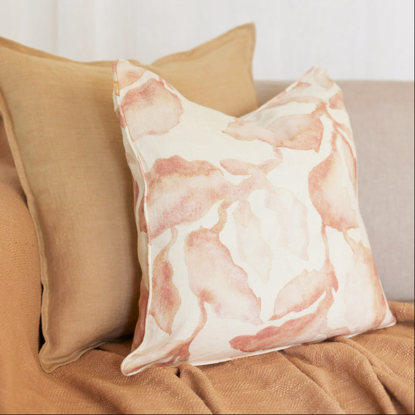Cascade Linen Cushion Cover 45x45cm - Blush