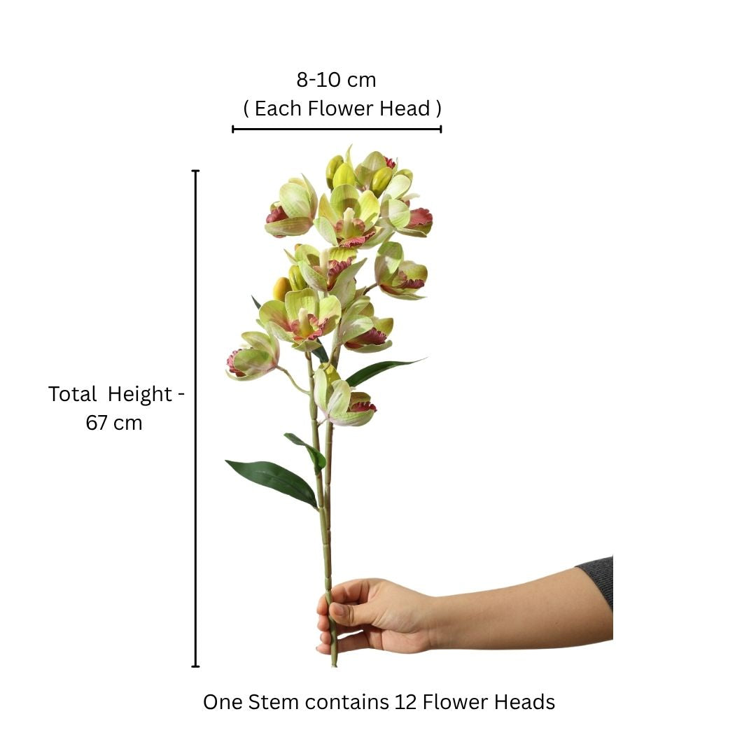 Cattleya Orchid Faux Stem - Chartreuse