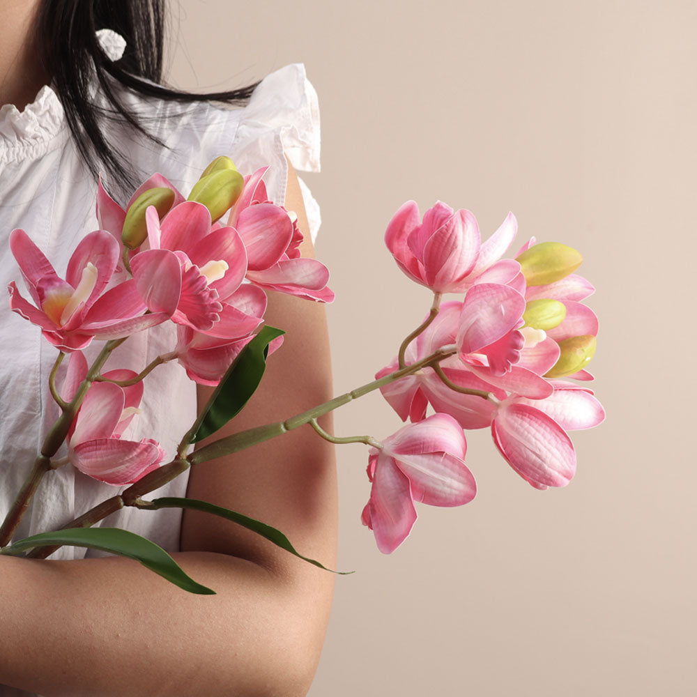Cattleya Orchid Faux Stem - Dark Pink