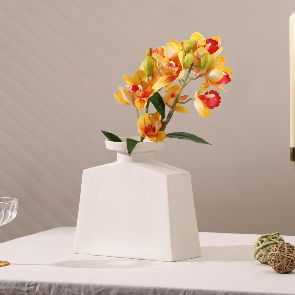 Cattleya Orchid Faux Stem - Sunset Orange