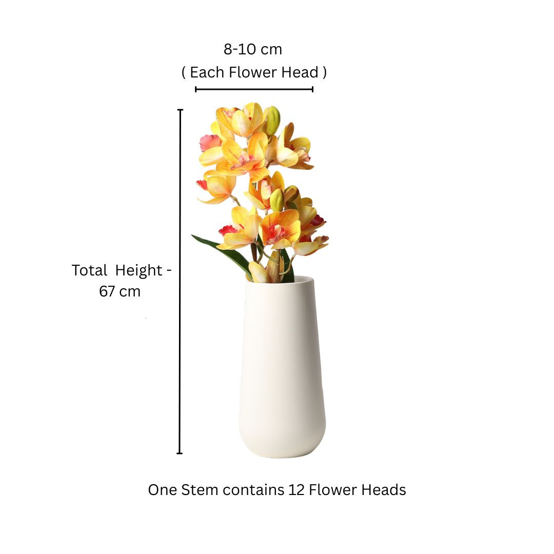 Cattleya Orchid Faux Stem - Sunset Orange