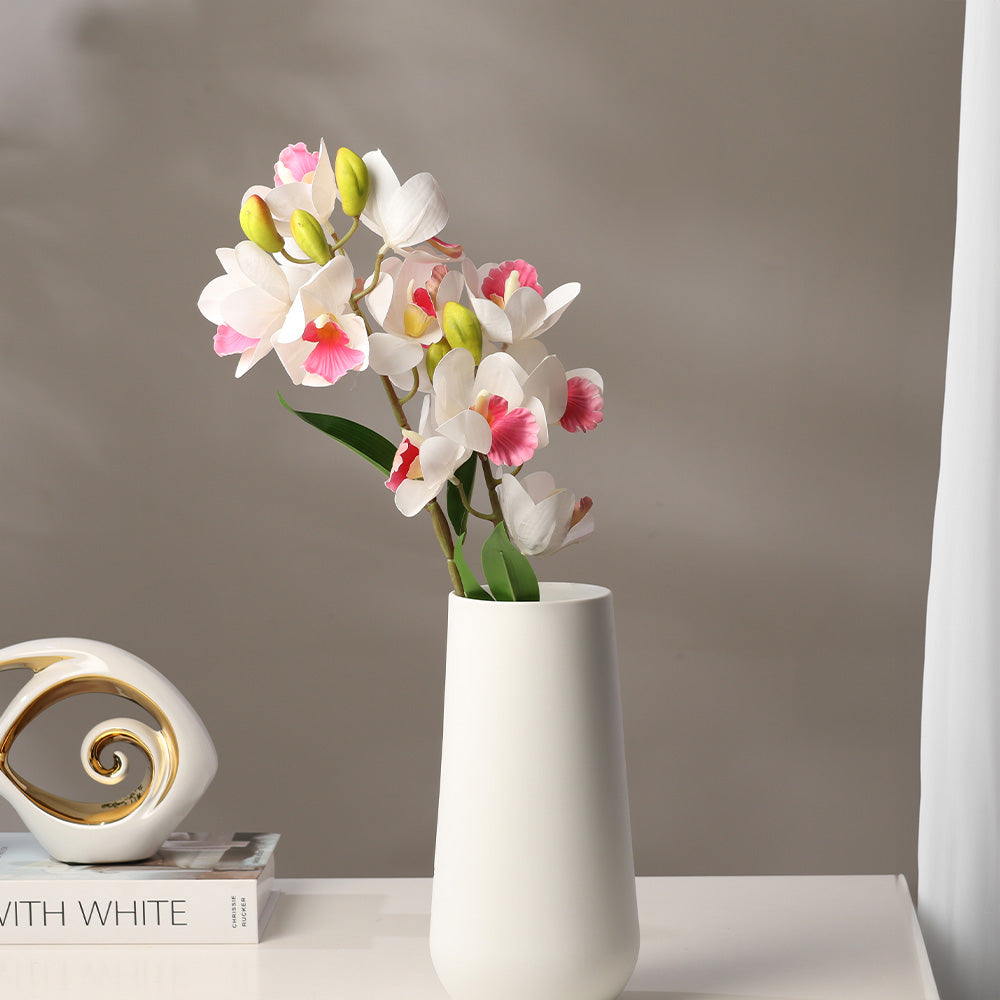 Cattleya Orchid Faux Stem - White Pink