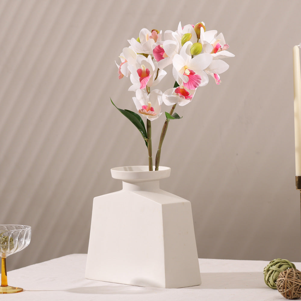 Cattleya Orchid Faux Stem - White Pink
