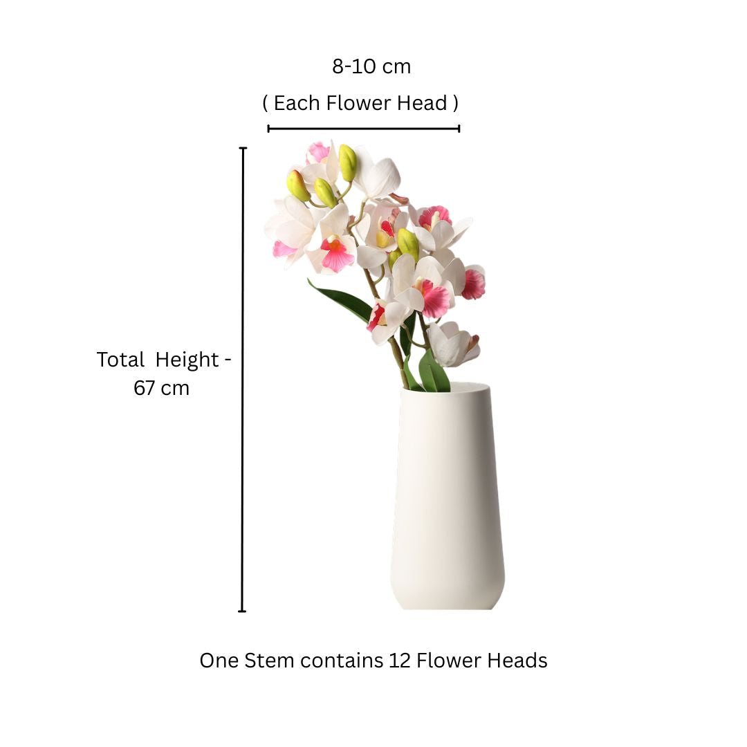 Cattleya Orchid Faux Stem - White Pink