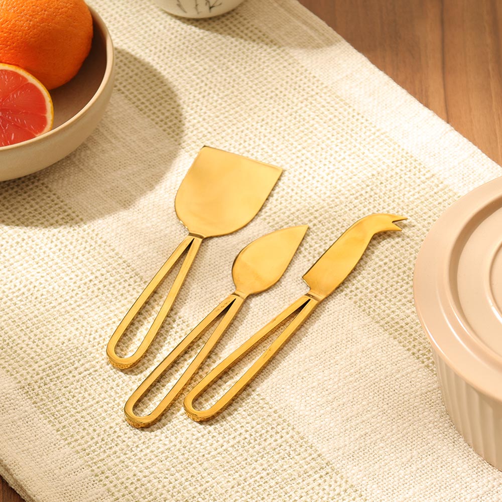 Cecil Cheese Knives, Set of 3 - Gold