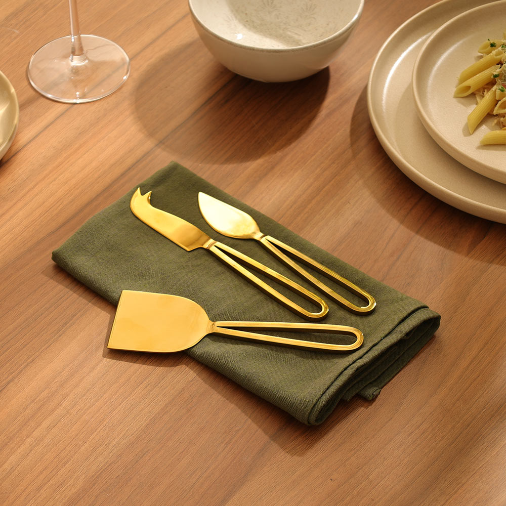 Cecil Cheese Knives, Set of 3 - Gold