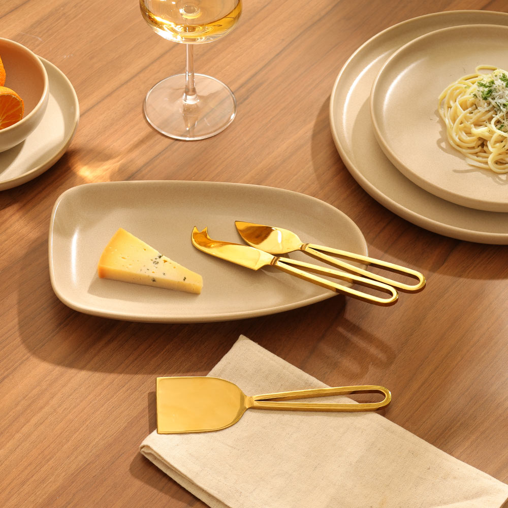 Cecil Cheese Knives, Set of 3 - Gold