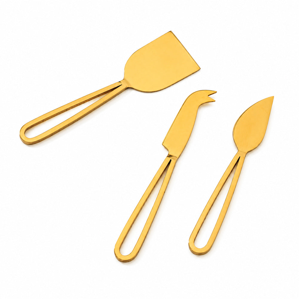 Cecil Cheese Knives, Set of 3 - Gold
