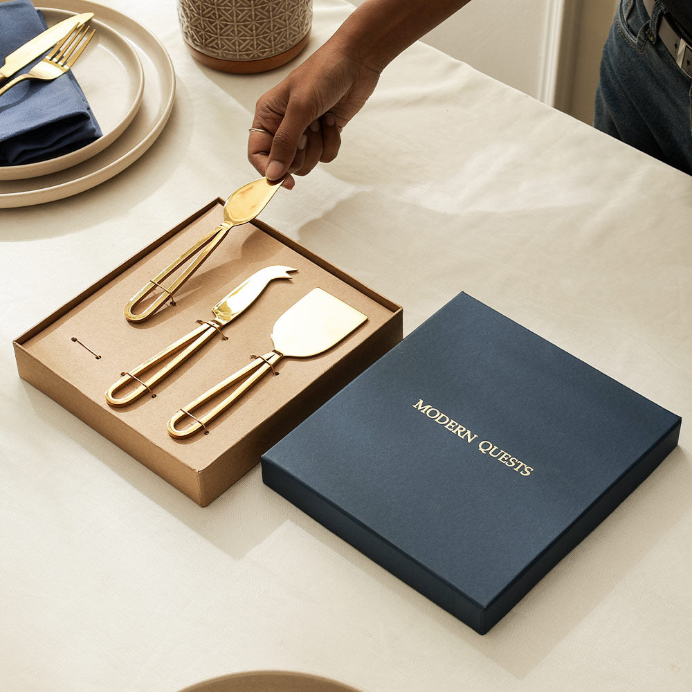 Cecil Cheese Knives, Set of 3 - Gold