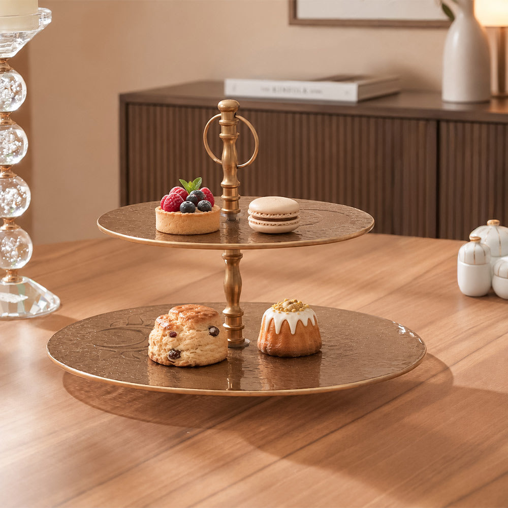 Celestial 2-Tier Serving Stand - Brown Gold