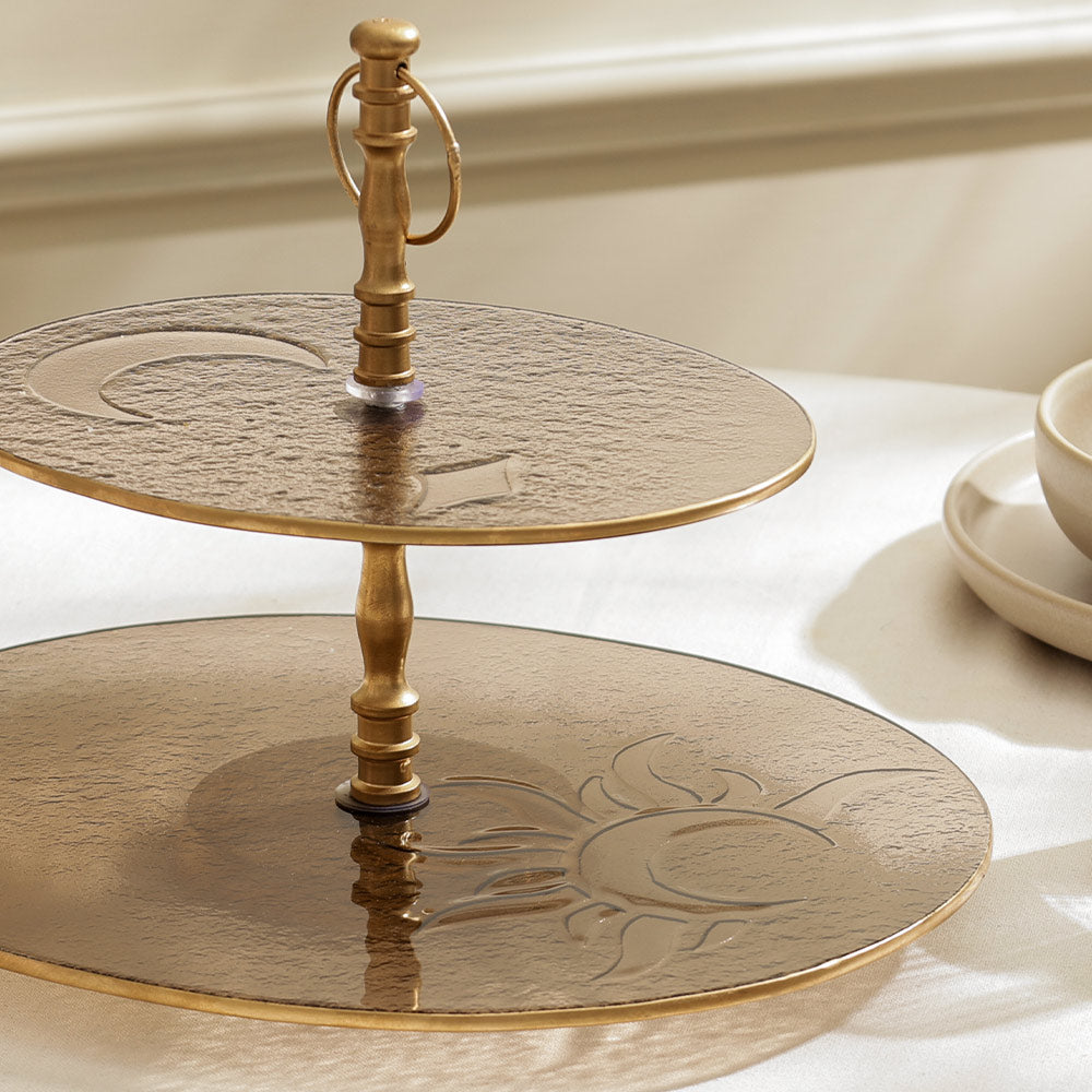 Celestial 2-Tier Serving Stand - Brown Gold
