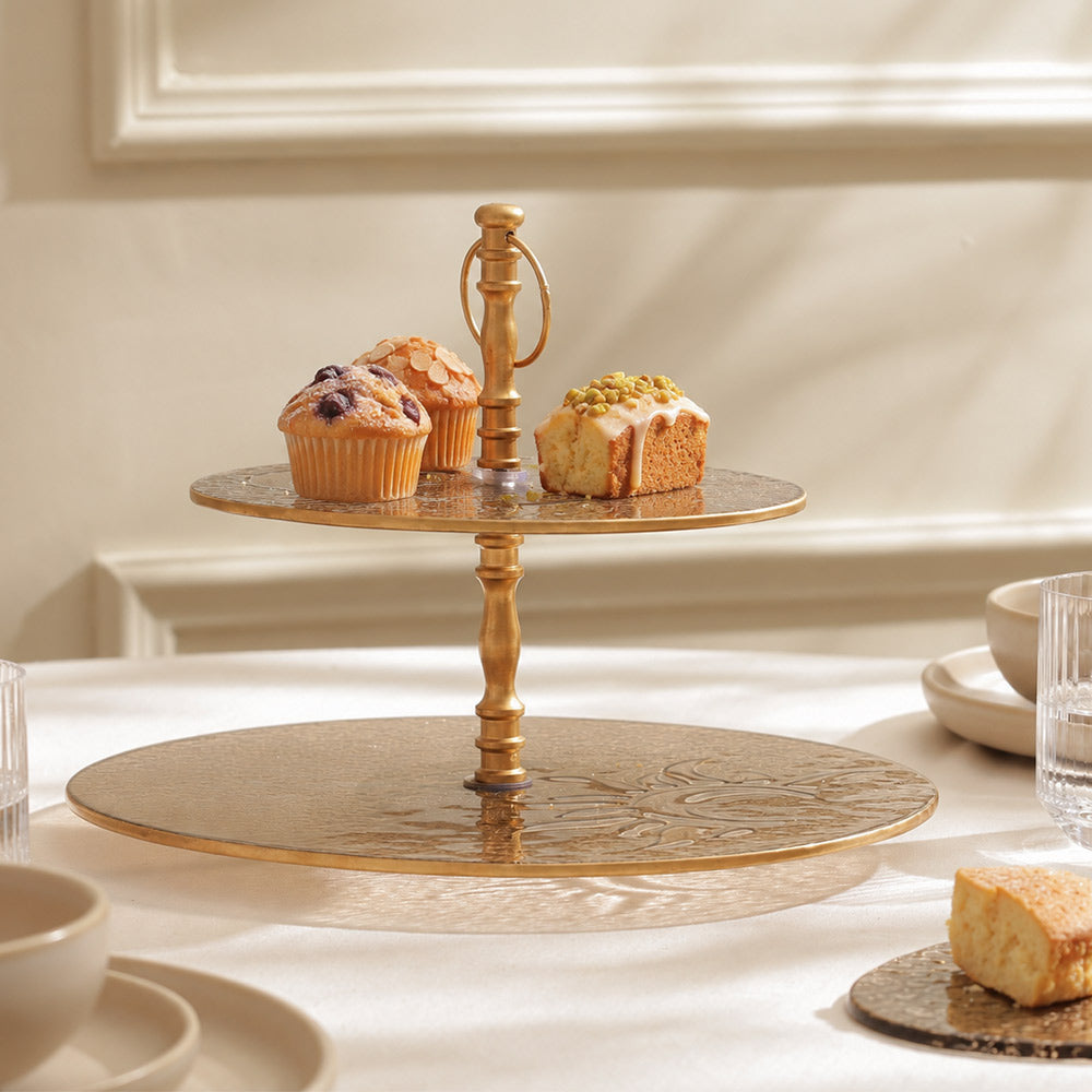 Celestial 2-Tier Serving Stand - Brown Gold