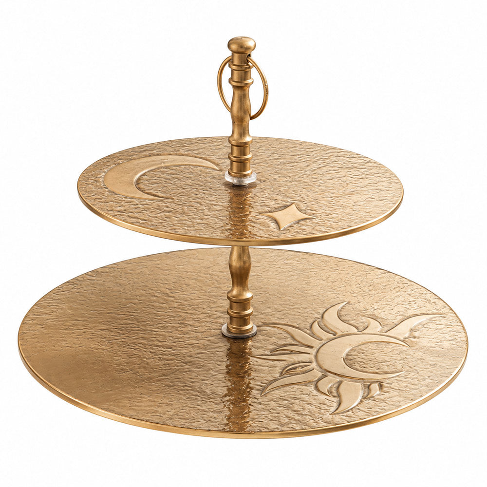 Celestial 2-Tier Serving Stand - Brown Gold