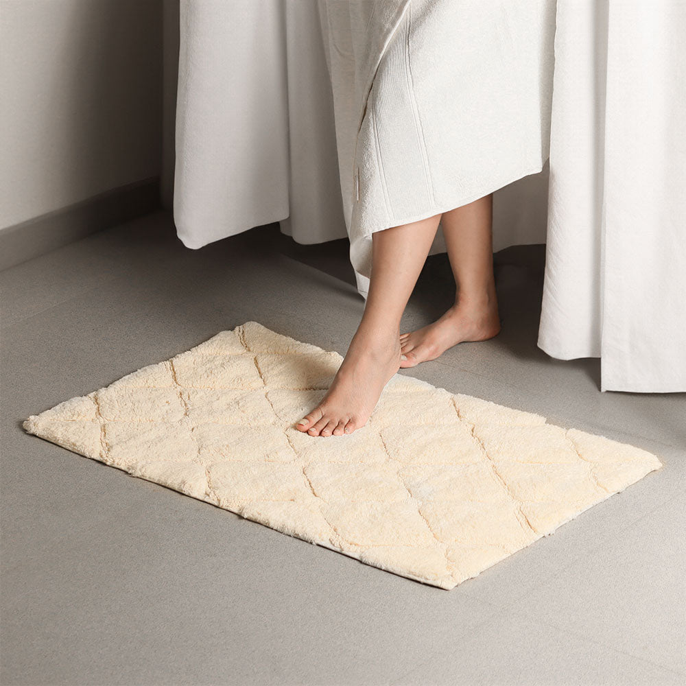 Celine Harlequin Tufted  Bathmat - Beige