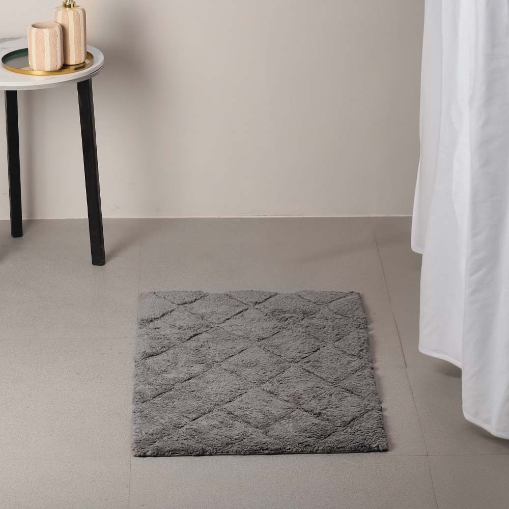 Celine Harlequin Tufted  Bathmat - Grey