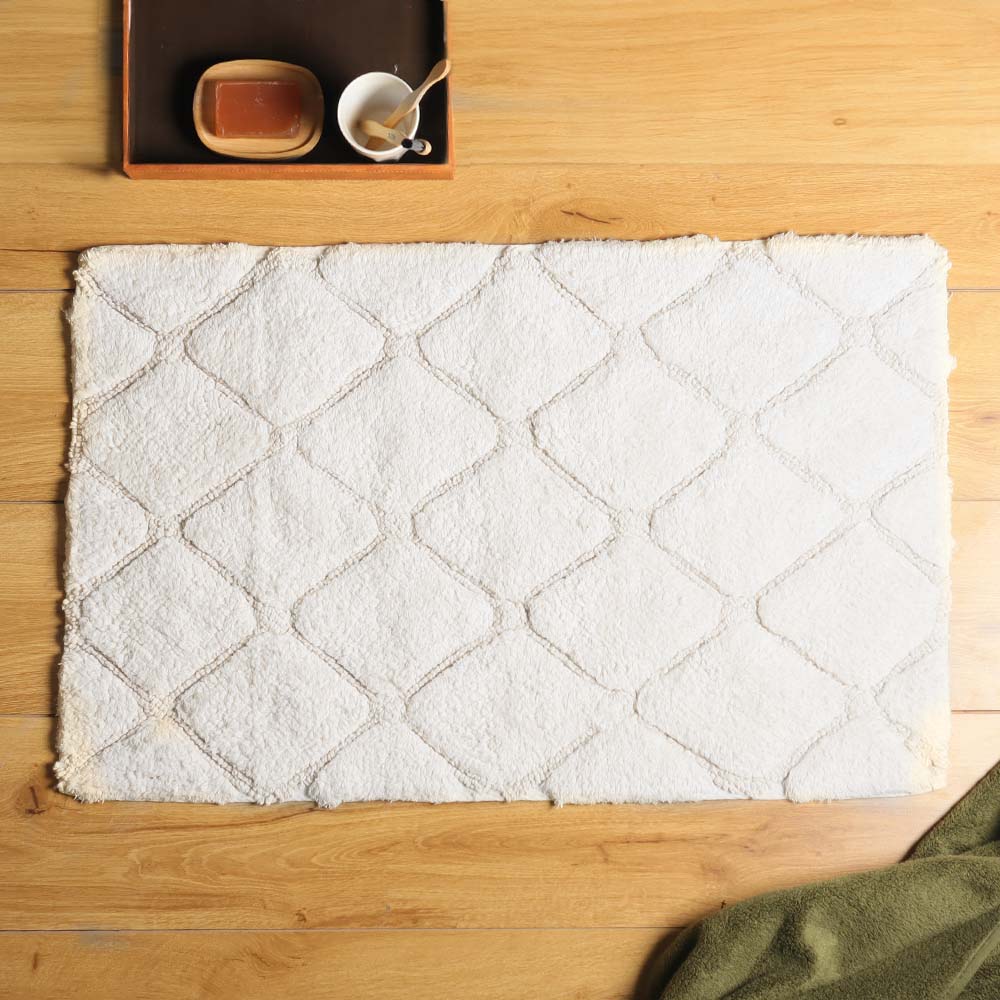 Celine Harlequin Tufted  Bathmat - Ivory