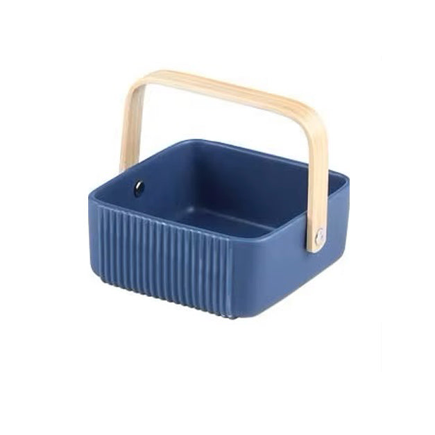 Ceramic Serving Basket With Handle Small - Blue