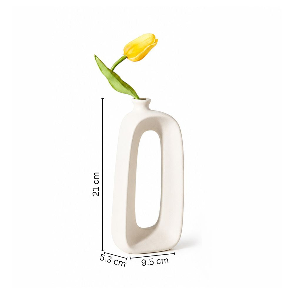 Ceramic Hollow Vase Tall - White