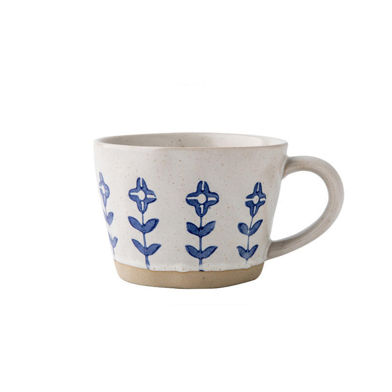 Ceramic Large Cup - Blue Flowers