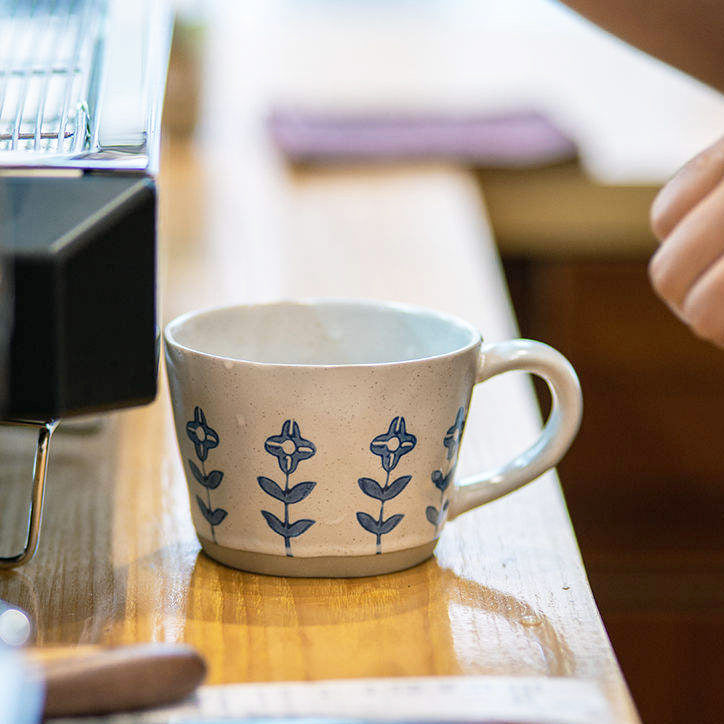 Ceramic Large Cup - Blue Flowers