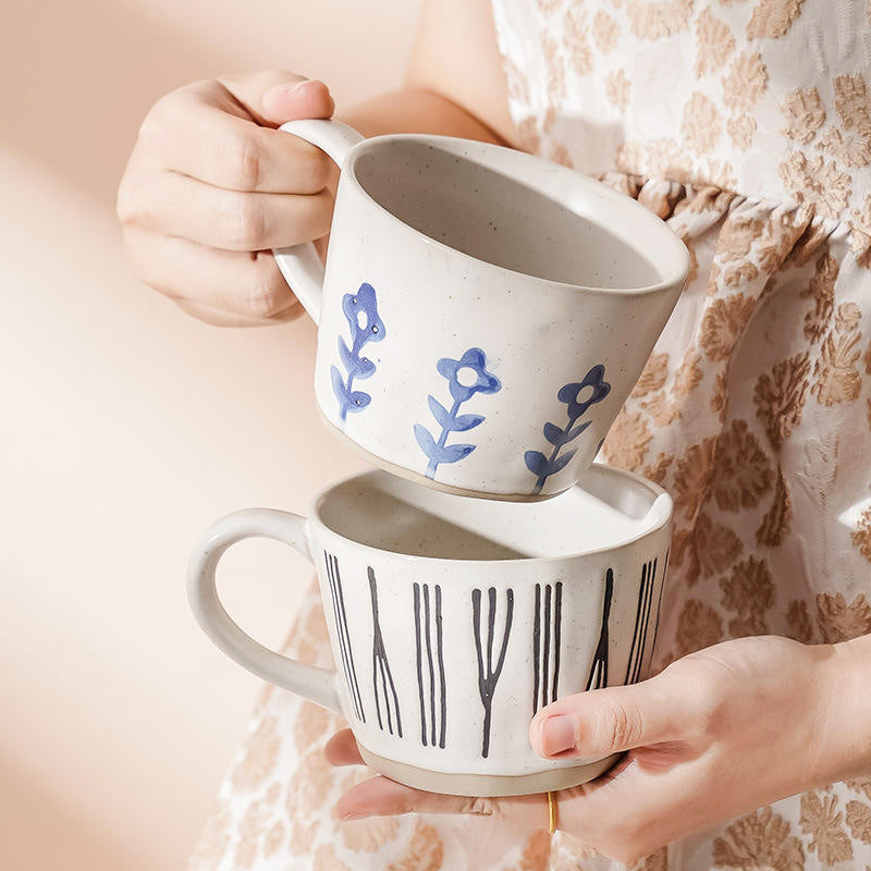 Ceramic Large Cup - Blue Flowers